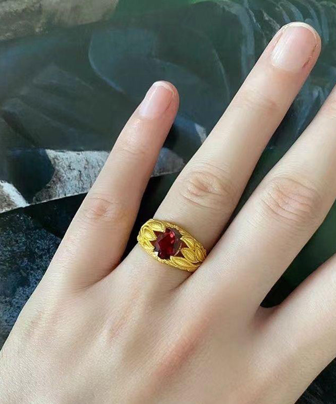 Bagues en argent sterling rouge et cristal surdoré de style chinois - Amawinc