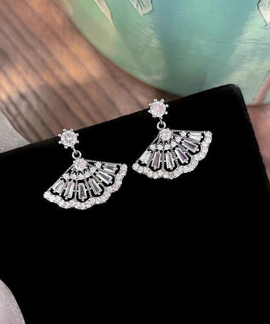 Boucles d'oreilles pendantes à pompon en argent sterling blanc et zircon, style chinois - Amawinc