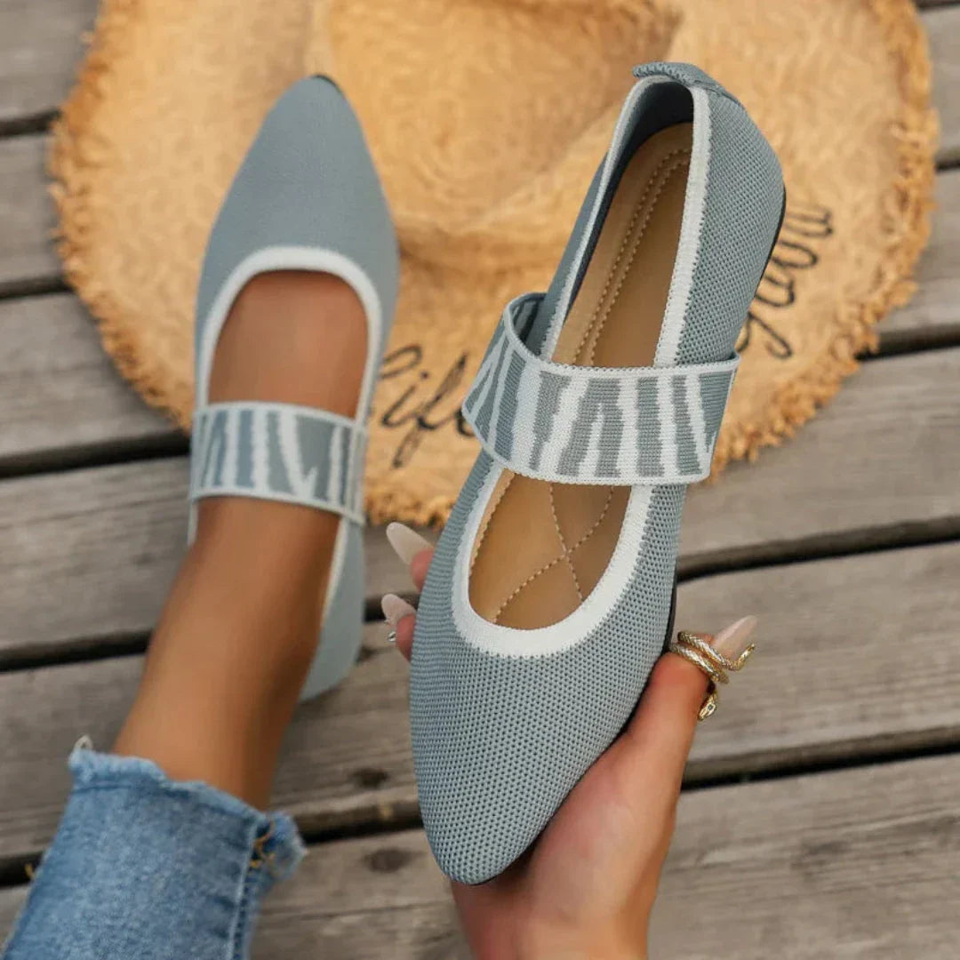 Chloe Ballerines Mary Jane En Maille À Bout Pointu Avec Bride Pour Femme Élégante