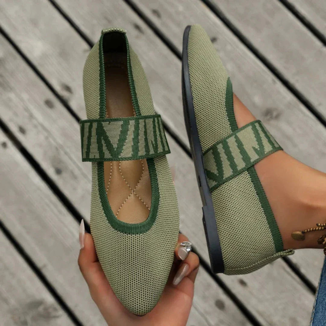 Chloe Ballerines Mary Jane En Maille À Bout Pointu Avec Bride Pour Femme Élégante