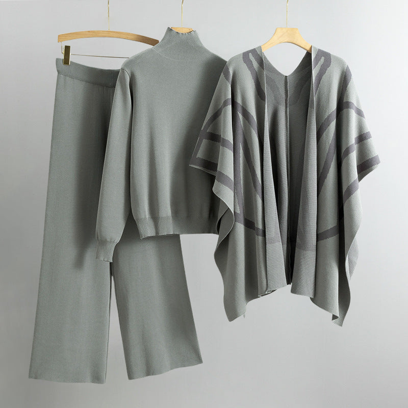 Chloé Montclair Ensemble Automne Élégant Avec Pantalon Large Pull Doux Et Cardigan Ouvert