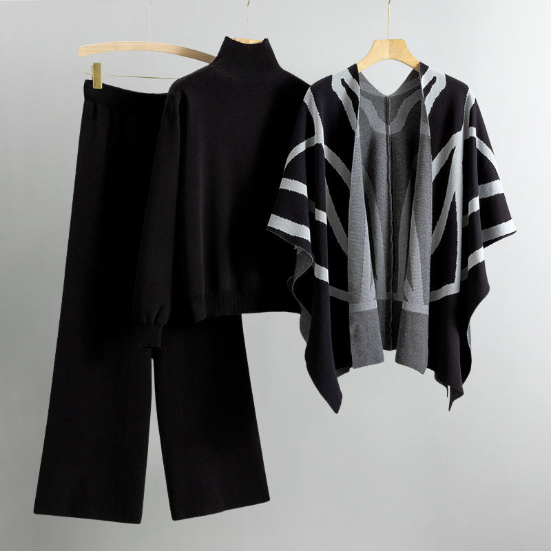 Chloé Montclair Ensemble Automne Élégant Avec Pantalon Large Pull Doux Et Cardigan Ouvert