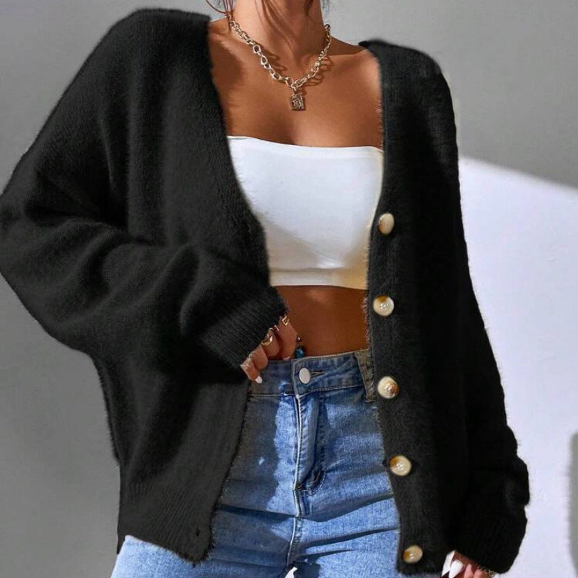 Cardigan Luxe En Fausse Fourrure De Vison Chloé Montclair Avec Col V Et Boutons