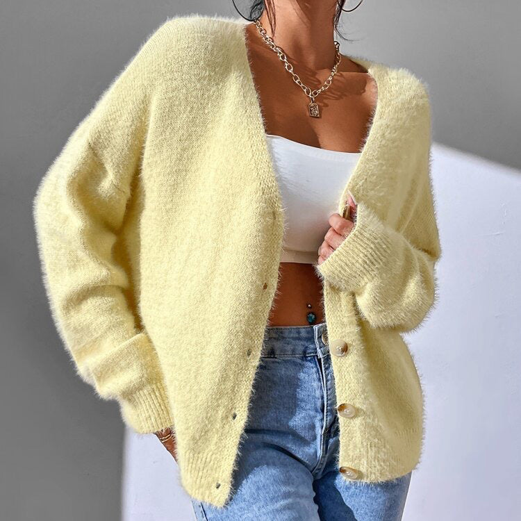 Cardigan Luxe En Fausse Fourrure De Vison Chloé Montclair Avec Col V Et Boutons