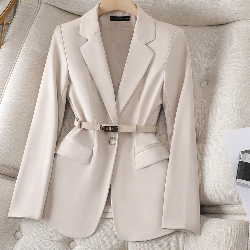 Blazer Chloé Montclair Printemps Grace Cintré Avec Ceinture Col Costume Raffiné Pour Une Silhouette Poli Et Élégante