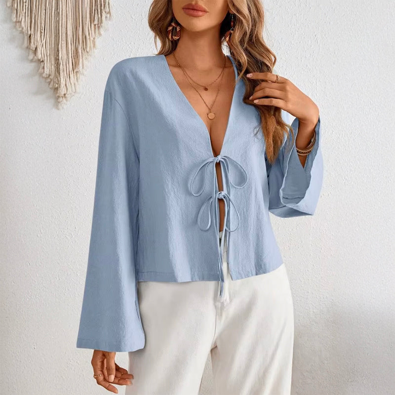 Chloé Montclair Villarosa Blouse À Lacets Manches Évasées Drapée En Tissu Léger Pour Une Rébellion Subtile Et Élégante