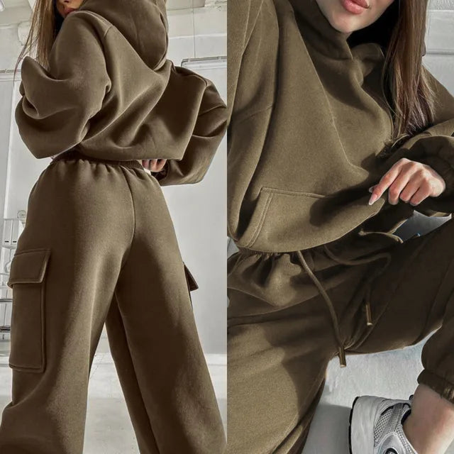 Jasmine Ensemble Hoodie Poches Cargo Et Joggers Pour Femmes Confort Et Style Streetwear