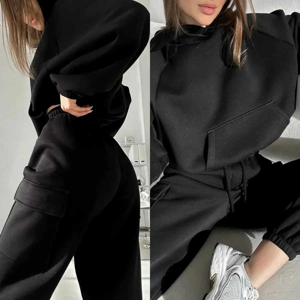 Jasmine Ensemble Hoodie Poches Cargo Et Joggers Pour Femmes Confort Et Style Streetwear
