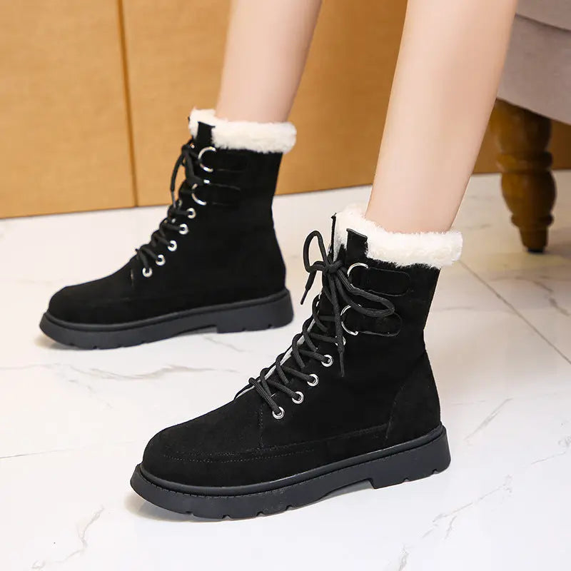 Bottines Femme À Talon Épais Chunky Chaudes Et Confortables Semelle En Caoutchouc Pour Quotidien Urbain