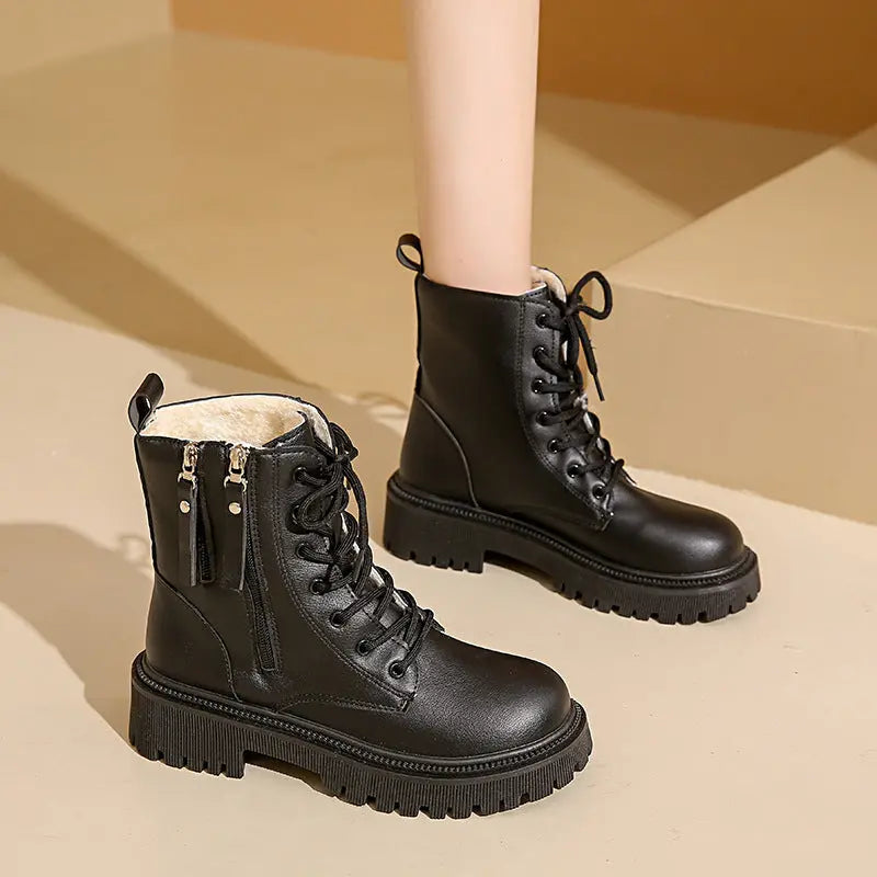 Bottes Martin Classiques Pour Femmes Élégantes Et Polyvalentes En Beige Ou Noir Confortables