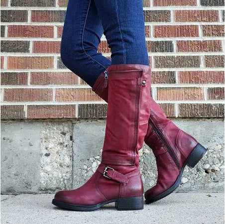 Bottes Hautes Pour Femme Bout Rond Classiques En Microfibre Premium Confortables Et Élégantes Polyvalentes