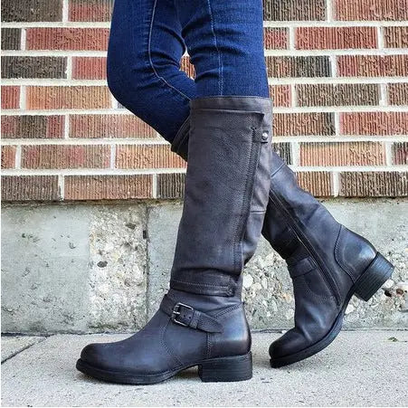 Bottes Hautes Pour Femme Bout Rond Classiques En Microfibre Premium Confortables Et Élégantes Polyvalentes
