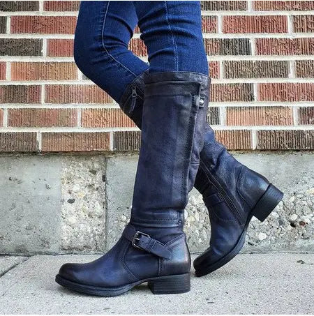 Bottes Hautes Pour Femme Bout Rond Classiques En Microfibre Premium Confortables Et Élégantes Polyvalentes