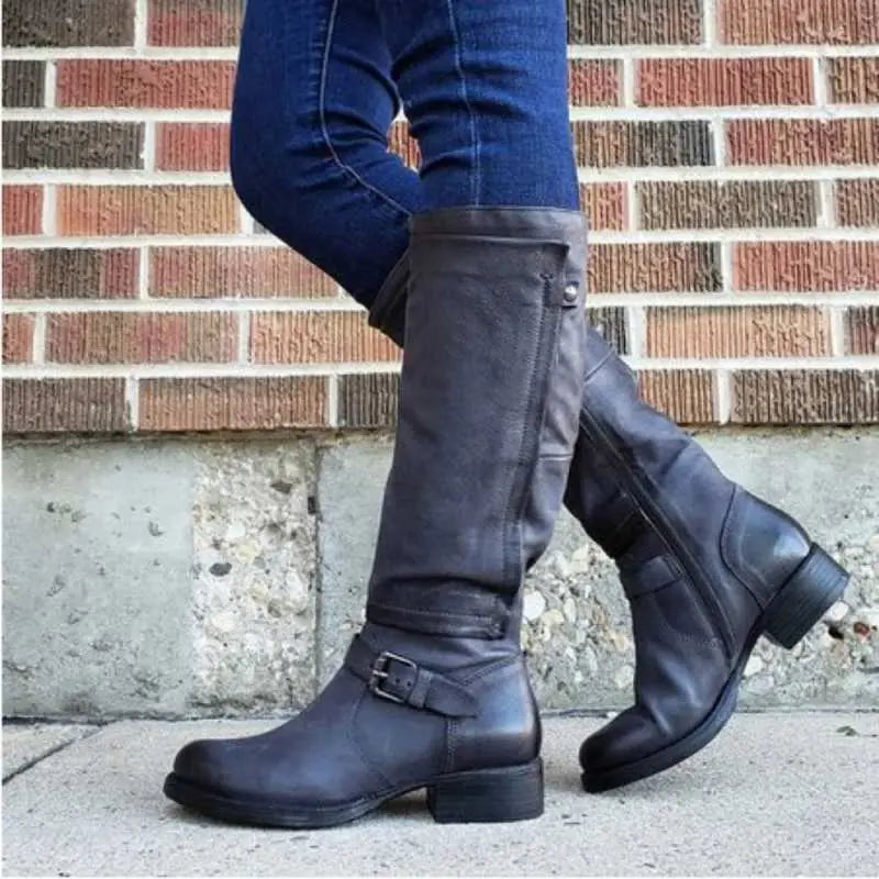 Bottes Hautes Pour Femme Bout Rond Classiques En Microfibre Premium Confortables Et Élégantes Polyvalentes