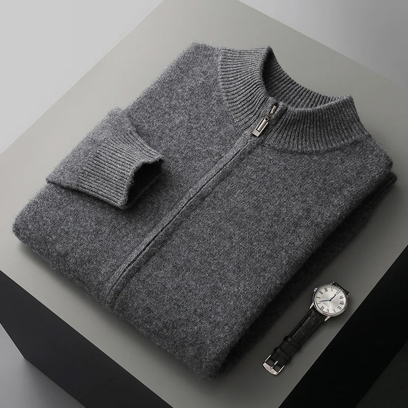 Cardigan Zippé En Cachemire Pour Homme Automne Hiver Style Quotidien Amawinc Premium