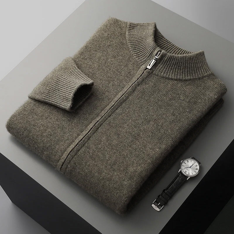 Cardigan Zippé En Cachemire Pour Homme Automne Hiver Style Quotidien Amawinc Premium