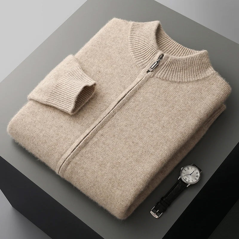 Cardigan Zippé En Cachemire Pour Homme Automne Hiver Style Quotidien Amawinc Premium