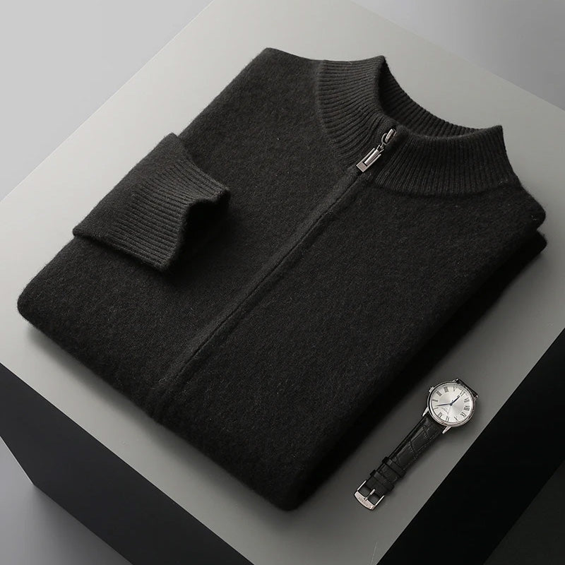 Cardigan Zippé En Cachemire Pour Homme Automne Hiver Style Quotidien Amawinc Premium