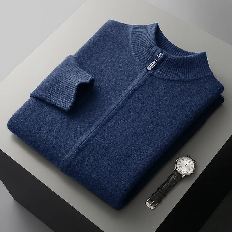 Cardigan Zippé En Cachemire Pour Homme Automne Hiver Style Quotidien Amawinc Premium