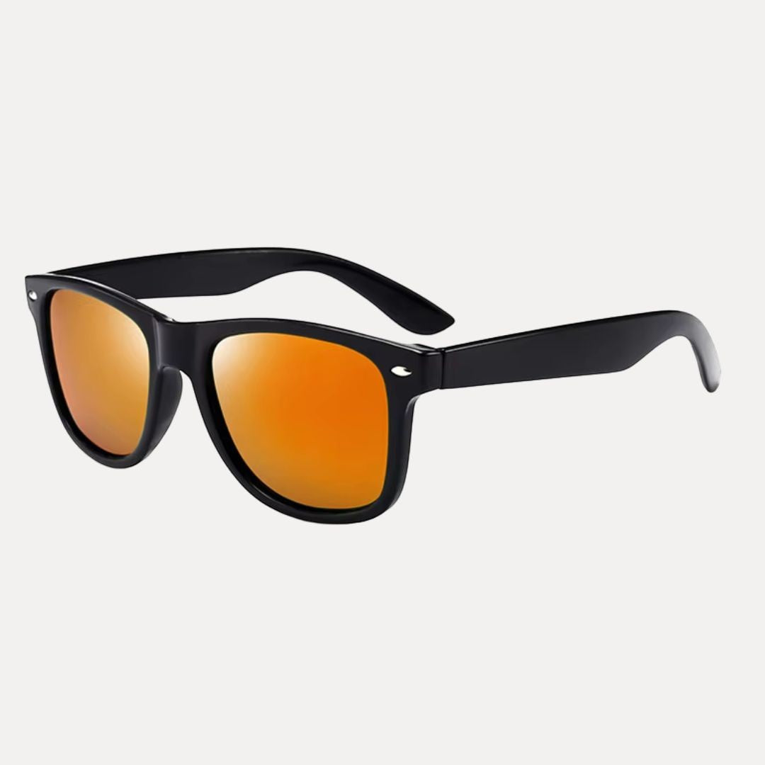 Lunettes de Soleil Polarisées Verres Bleus Miroirs Cadre Noir Légères et Confortables