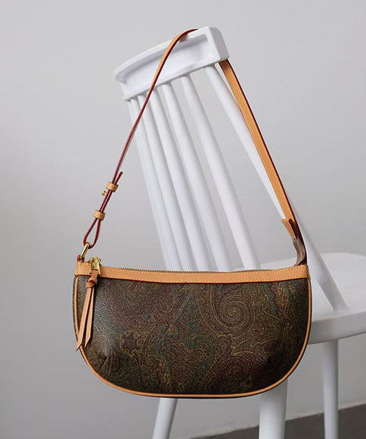 Sac hobo élégant en cuir jacquard marron solide et durable - Amawinc