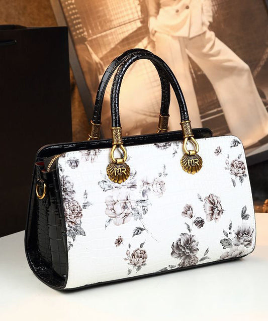 Sac fourre-tout élégant et polyvalent en cuir de veau blanc gaufré - Amawinc
