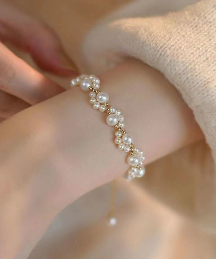 Bracelet élégant en alliage blanc avec chaîne en forme de griffe de chat et perles - Amawinc