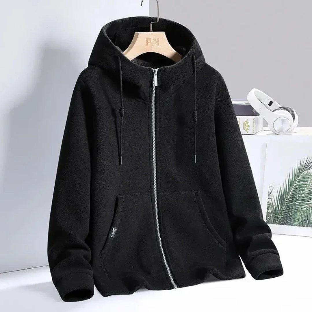 Sweat Polaire Ultra Doux à Capuche Ajustable Zip Poche Kangourou Confort Quotidien