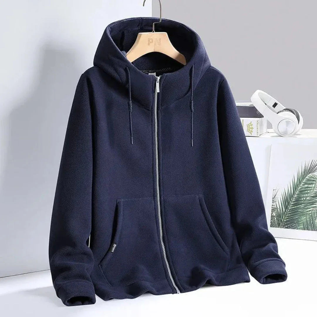 Sweat Polaire Ultra Doux à Capuche Ajustable Zip Poche Kangourou Confort Quotidien