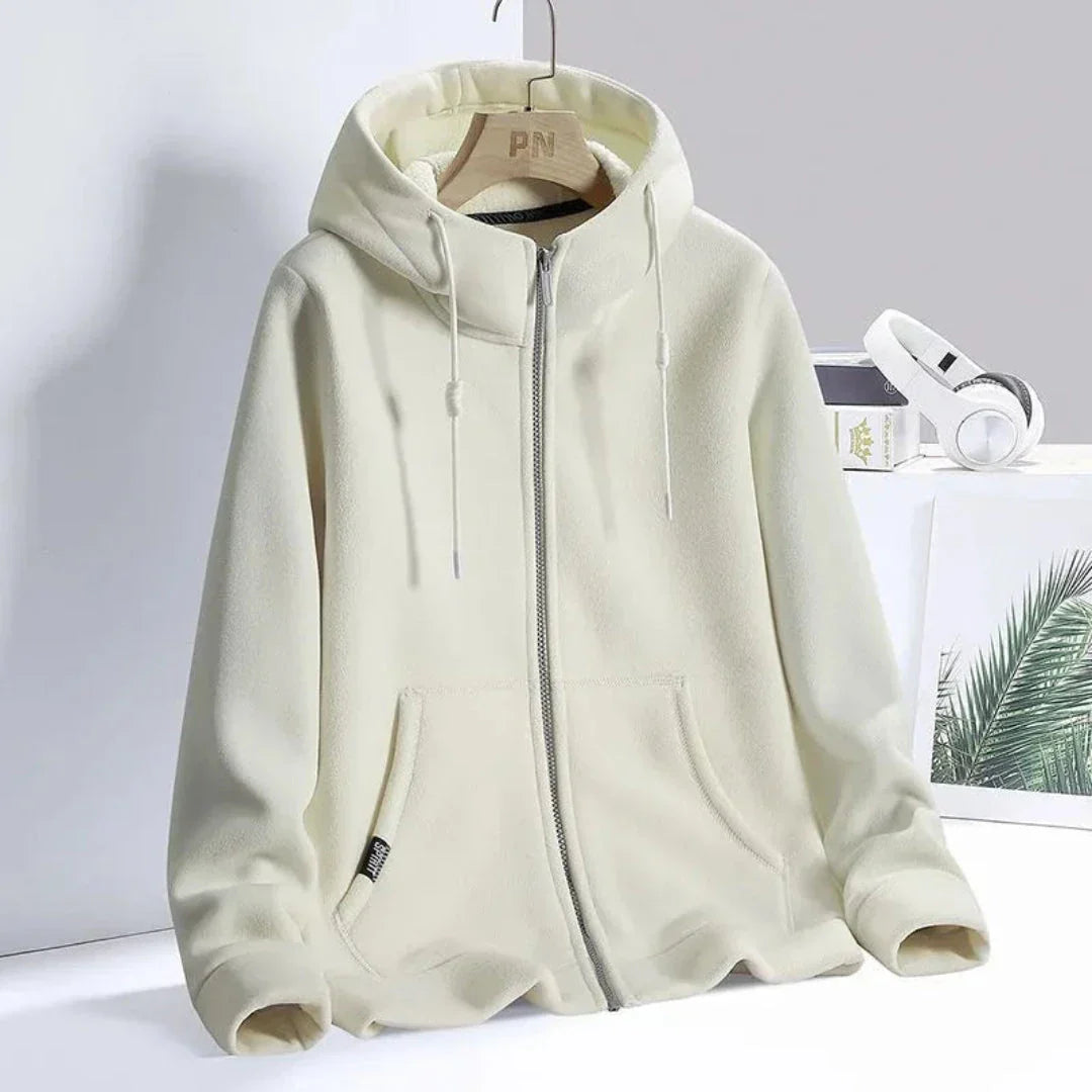 Sweat Polaire Ultra Doux à Capuche Ajustable Zip Poche Kangourou Confort Quotidien