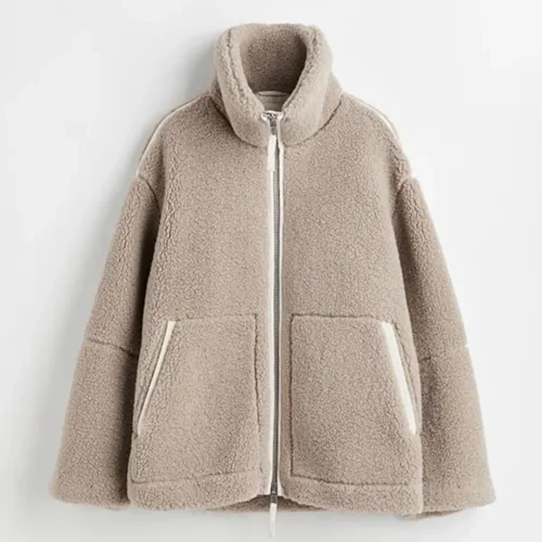 Amawinc | Cozy Loose-Fit Jacket High Collar