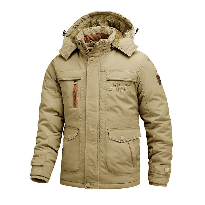 Veste Hivernale Pour Homme Coupe Vent Isolante Avec Capuche Et Poches Multiples Et Poignets Ajustables