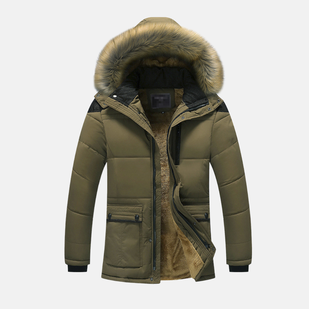 Parka Homme Nordisk Flair Avec Doublure Fausse Fourrure Capuche Amovible Longueur Midi Pour Hiver