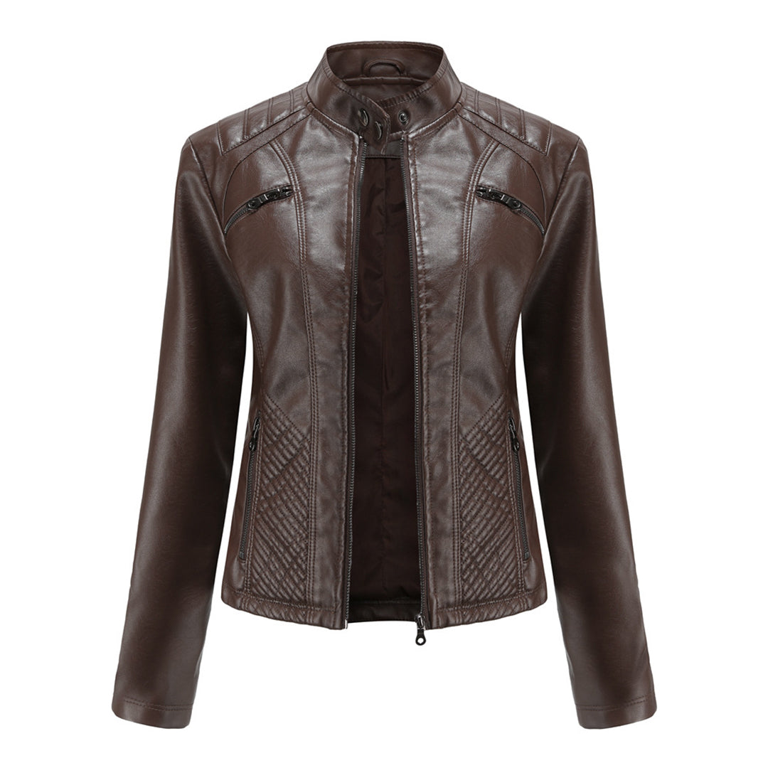 Heather Veste Motard Zippée Classique Pour Femme En Faux Cuir Chic Moderne Polyvalente Pour Toutes Occasions