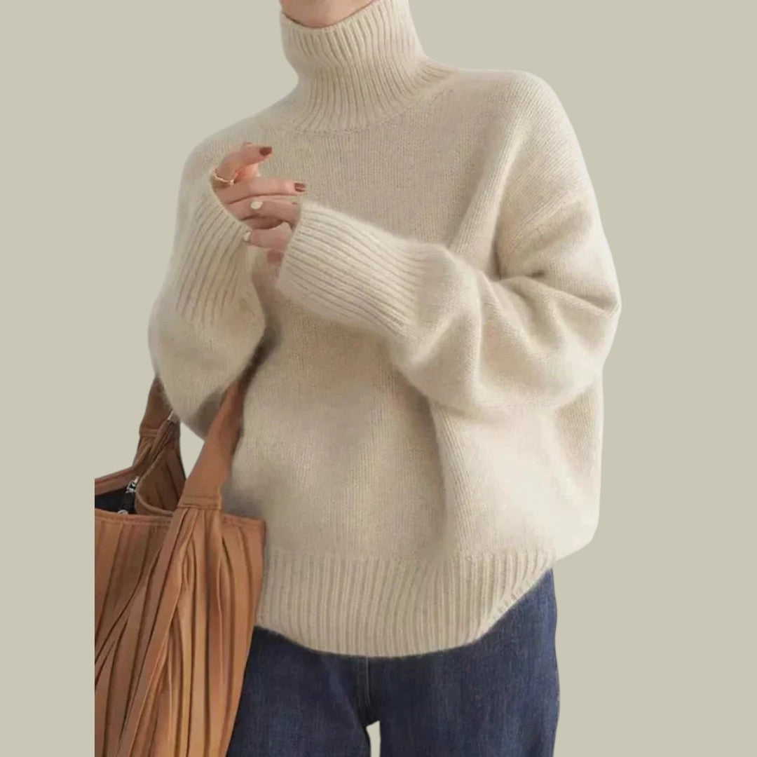 Hazel Pull Pour Femme Col Montant En Mérino Et Laine À Coupe Décontractée Confortable Élégant