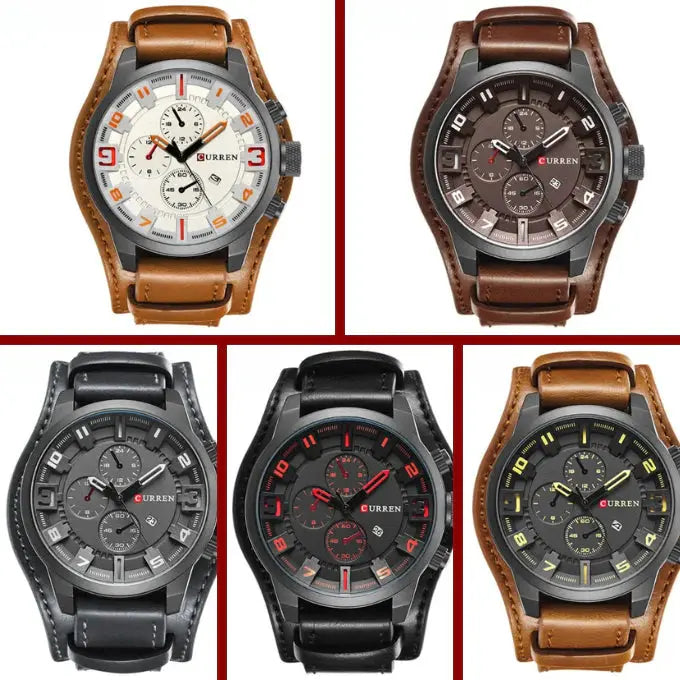 Montre Logan Classique En Cuir Avec Chronographe Et Calendrier Verre Résistant Aux Rayures