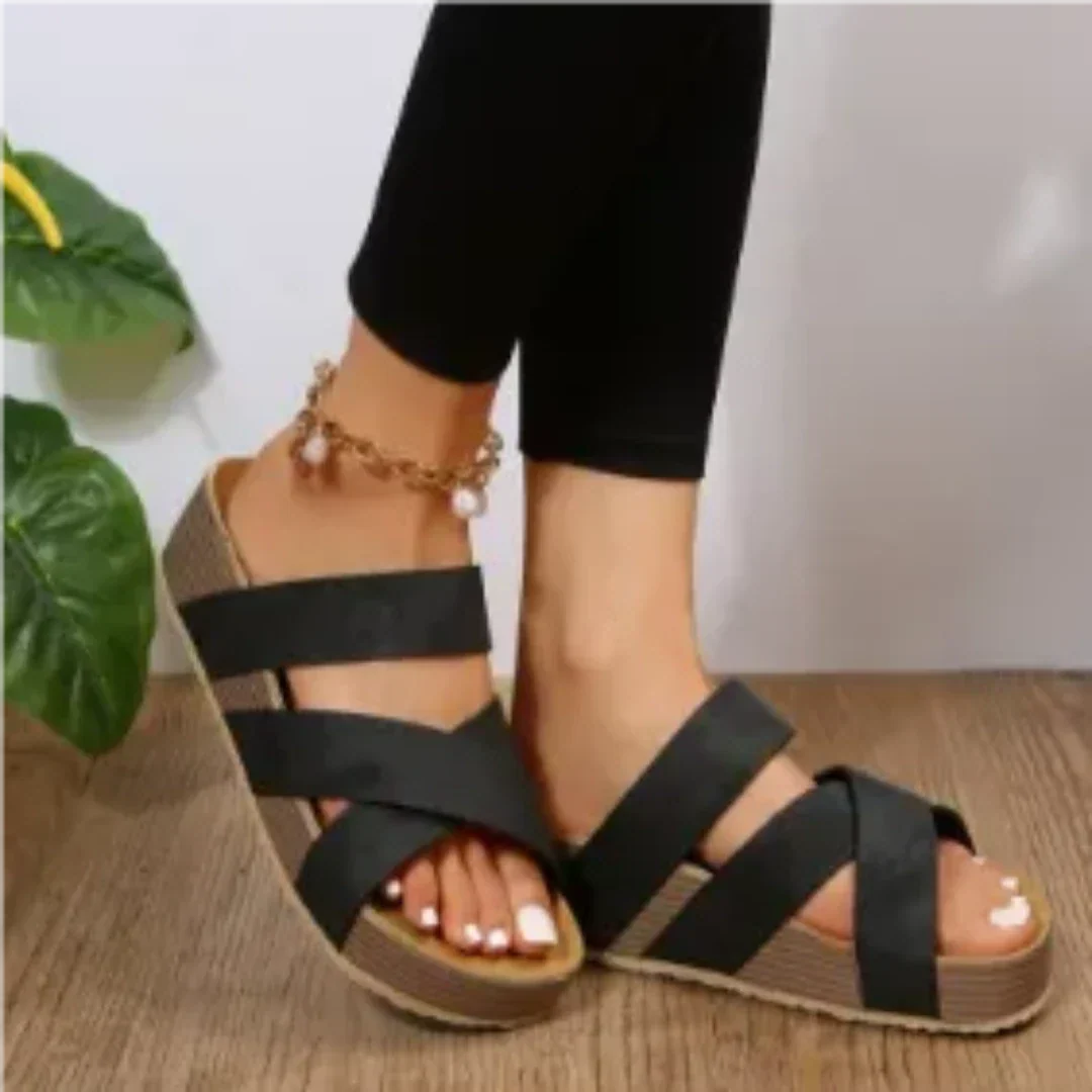 Sandales Ouvertes Cora Tressées Avec Confort Soutien Et Semelle Plateforme Pour Été