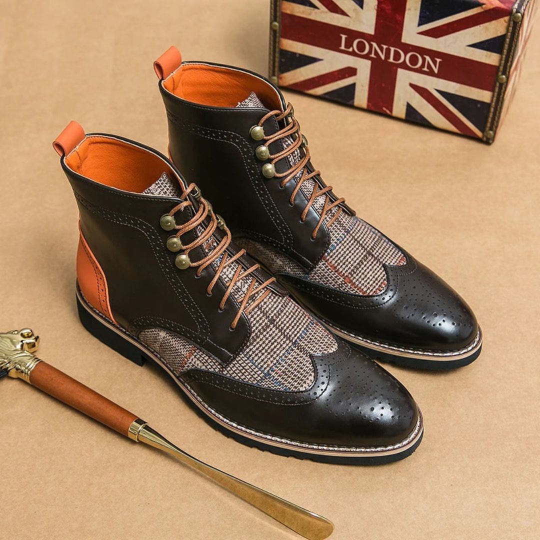 Bottes Corwin Statement Pour Homme À Carreaux Et Cuir Synthétique Pointe Wingtip Structurées