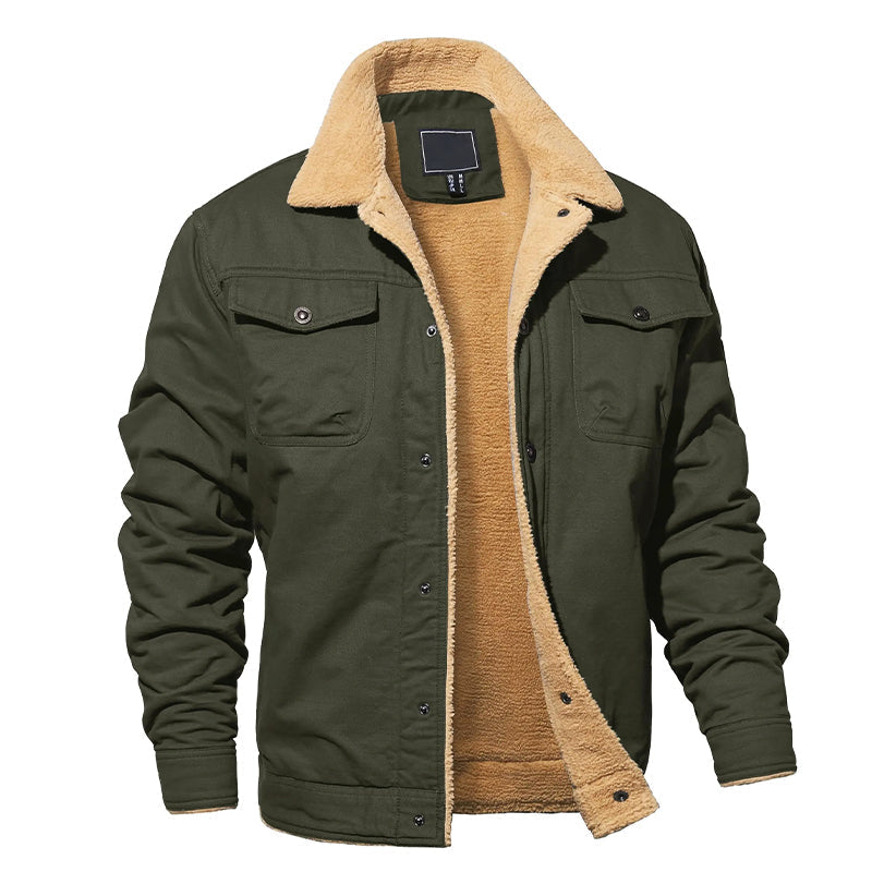 Veste Cargo Homme en Coton Avec Doublure Sherpa pour Temps Froids Durable et Polyvalente