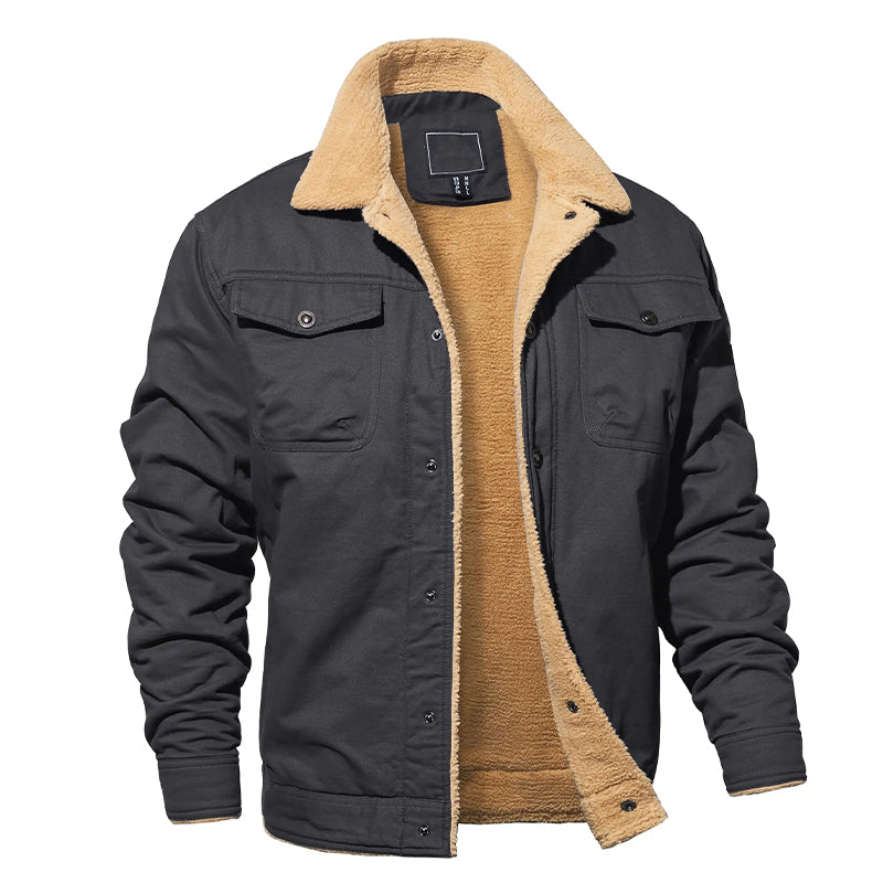 Veste Cargo Homme en Coton Avec Doublure Sherpa pour Temps Froids Durable et Polyvalente