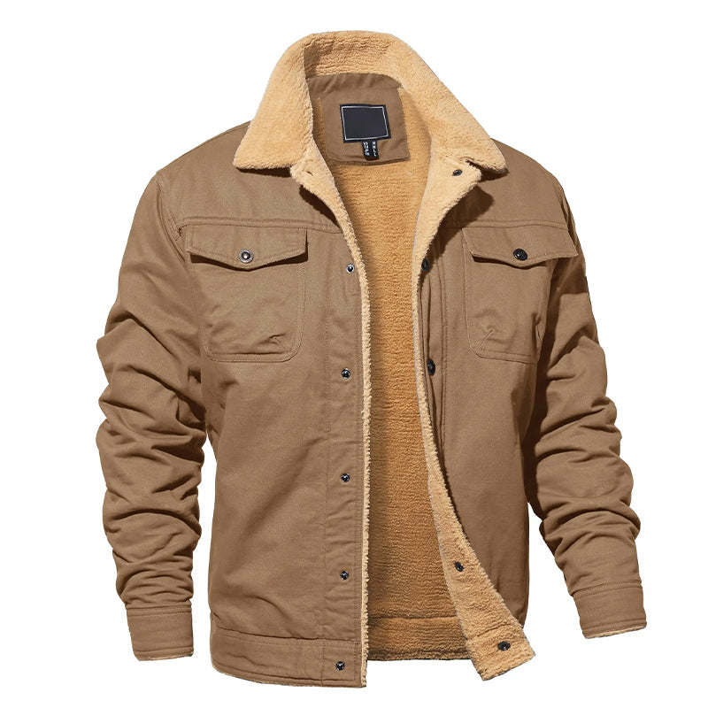 Veste Cargo Homme en Coton Avec Doublure Sherpa pour Temps Froids Durable et Polyvalente