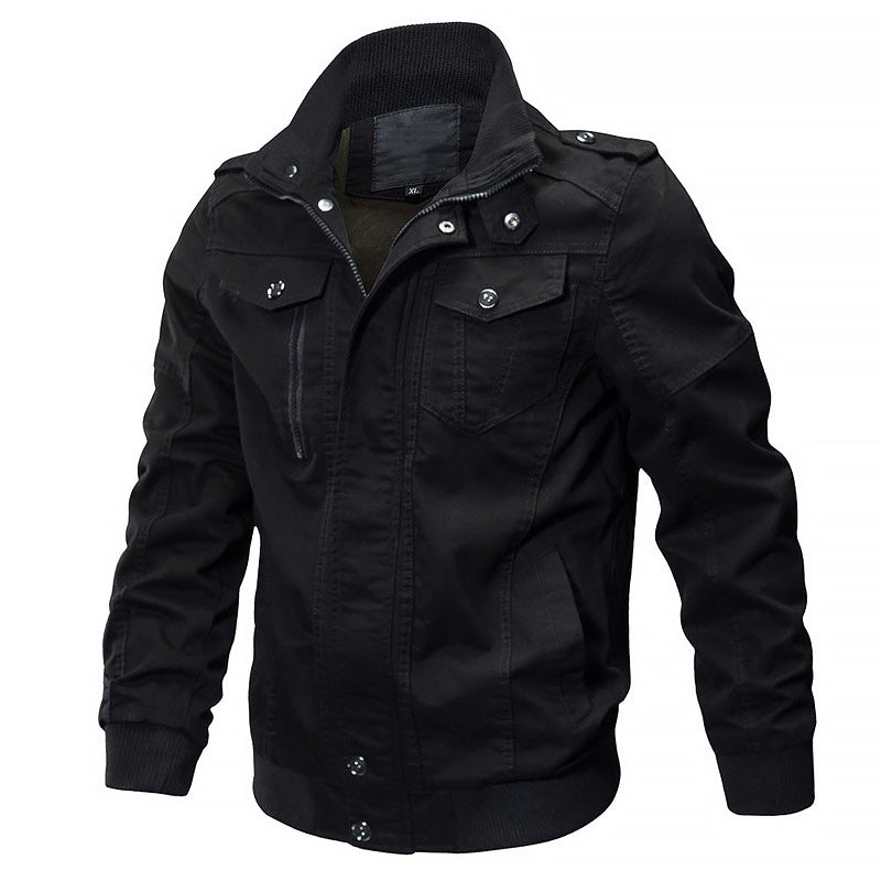 Veste Bomber Militaire En Coton Pour Homme Amawinc Durable Avec Poignets Elastiques Fermeture Zip Bouton Poches Multiples