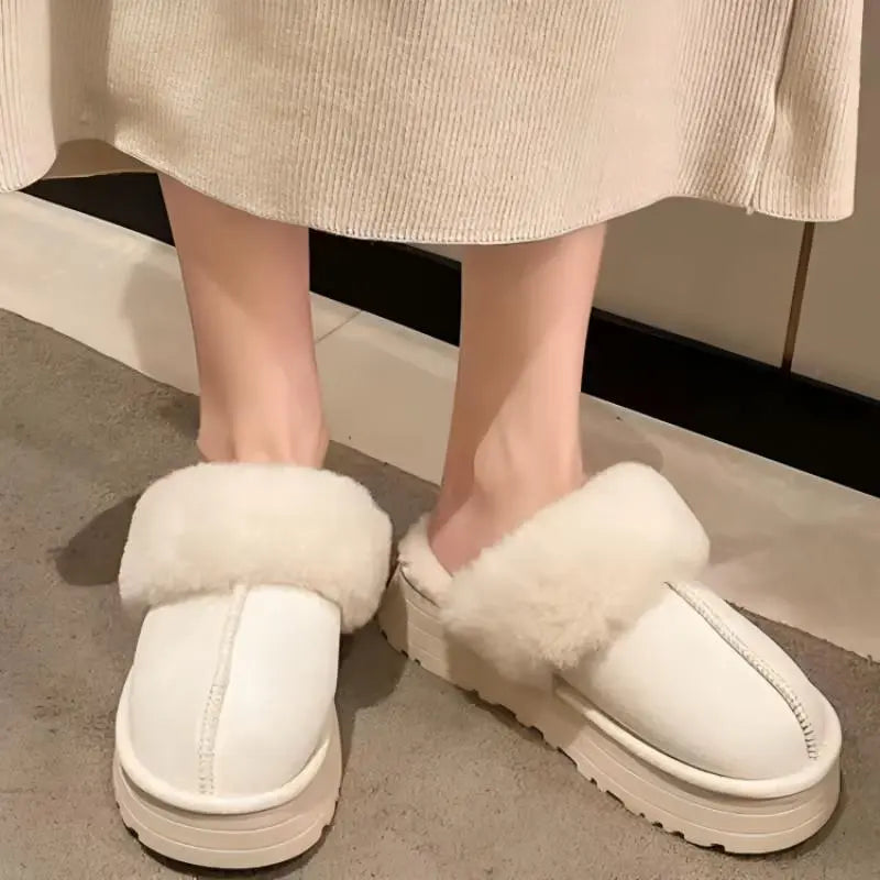 Chaussons D'Hiver Pour Femmes Confortables Et Chaleureux Avec Doublure Coton Et Semelle Épais 5 Cm