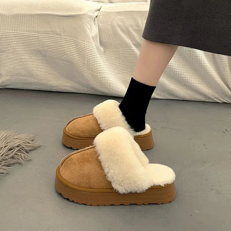 Chaussons D'Hiver Pour Femmes Confortables Et Chaleureux Avec Doublure Coton Et Semelle Épais 5 Cm
