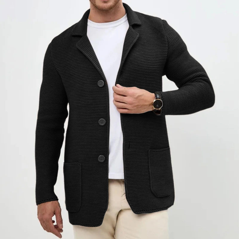 Amawinc Cardigan Pour Homme En Maille Boutonné Avec Col Chemise Et Poches Style Décontracté