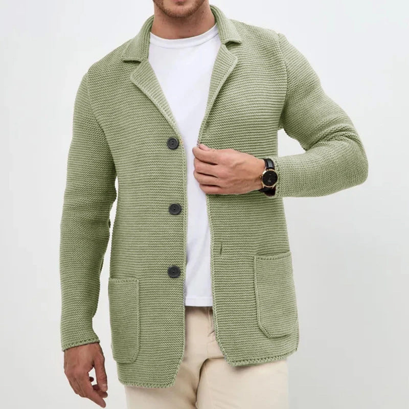 Amawinc Cardigan Pour Homme En Maille Boutonné Avec Col Chemise Et Poches Style Décontracté