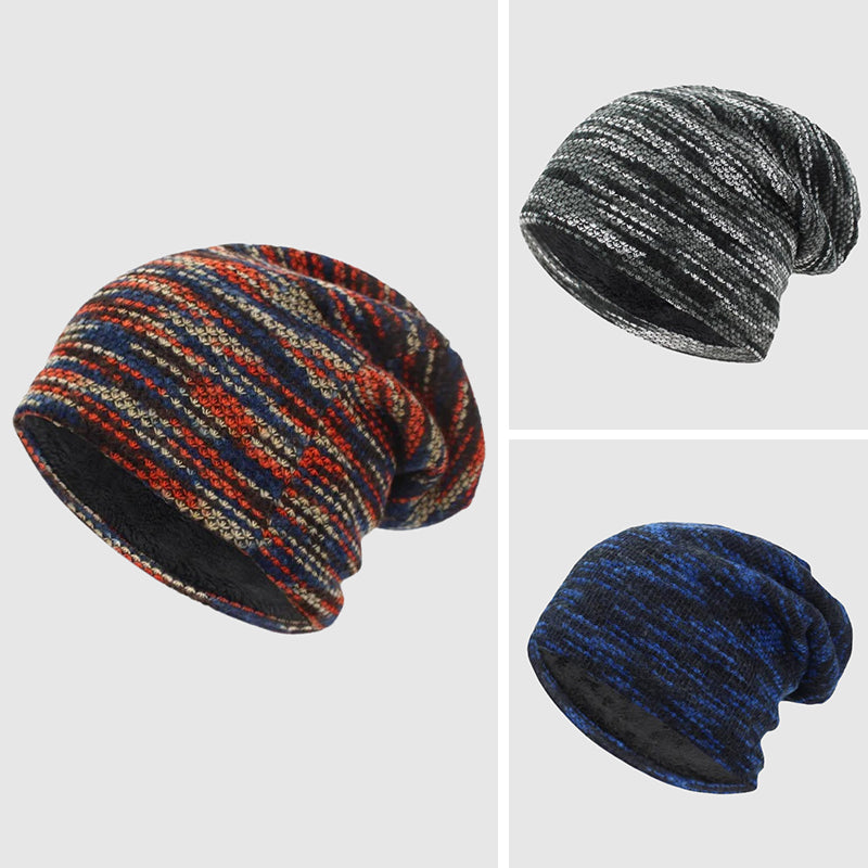 Bonnet D Hiver Rayé En Laine Avec Doublure Polaire Confortable Et Chaud Idéal Pour L Hiver Disponible En Trois Couleurs