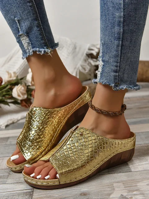 Sandales À Semelles Compensées Avec Texture Crocodile Pour Femme Amawinc Confort Et Élégance Quotidienne