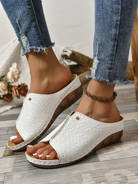 Sandales À Semelles Compensées Avec Texture Crocodile Pour Femme Amawinc Confort Et Élégance Quotidienne