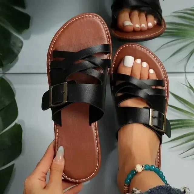 Mules Été Croisées Ajourées Pour Femmes Confortables Et Élégantes Idéales Pour Balades Au Soleil
